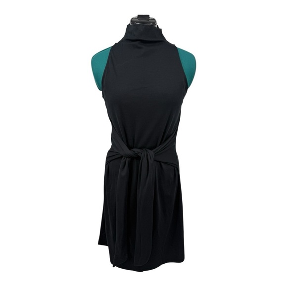 VINCE Knot Pima Cotton Black Sheath Dress Tie Waist NWOT - Picture 2 of 7